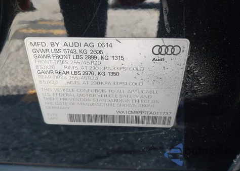 2015 Audi Q5 3.0 Tdi Premium Plus from USA, damaged, VIN WA1CMBFP7FA011737
